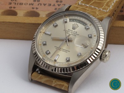 Rolex 1803 Rolex Day-Date Ref. 1803 White Gold (1977) with cream colored Factory Diamond dial