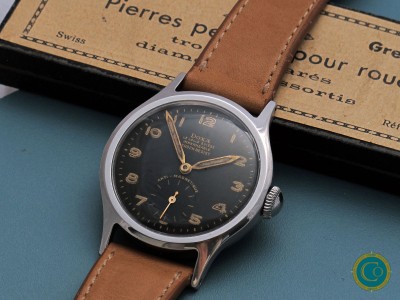 Rare black gilt dial  Doxa 565 calatrava with 35mm steel 565 Borgel (FB) case