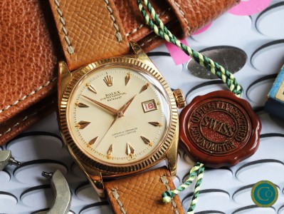 Rose 18k gold Rolex Datejust ref.6605 from 1956